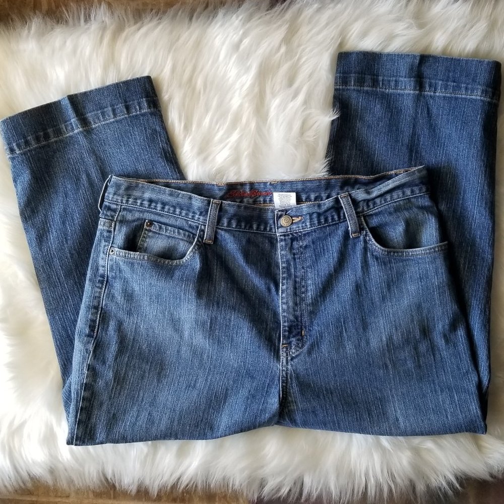 Eddie Bauer Womens Jeans 16R Blue Cropped Tapered Stretch